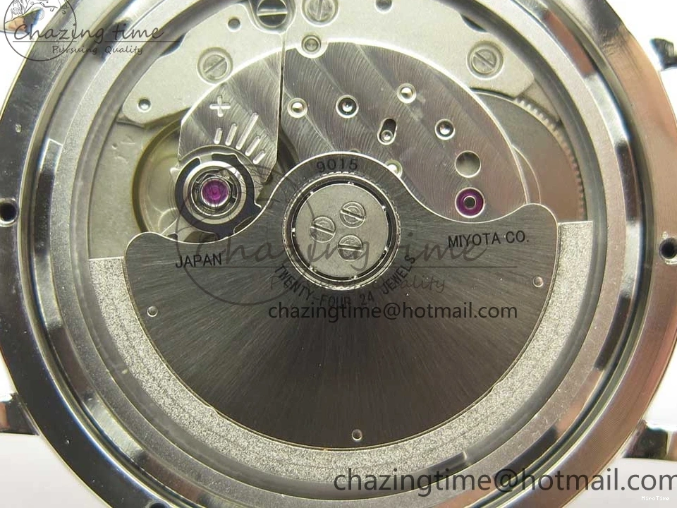 MIROTIME 0113 Portofino IW458101 Diamond Bezel SS MK 1:1 Best Edition Silver Dial On Purple Leather Strap MIYOTA Tailored 7166